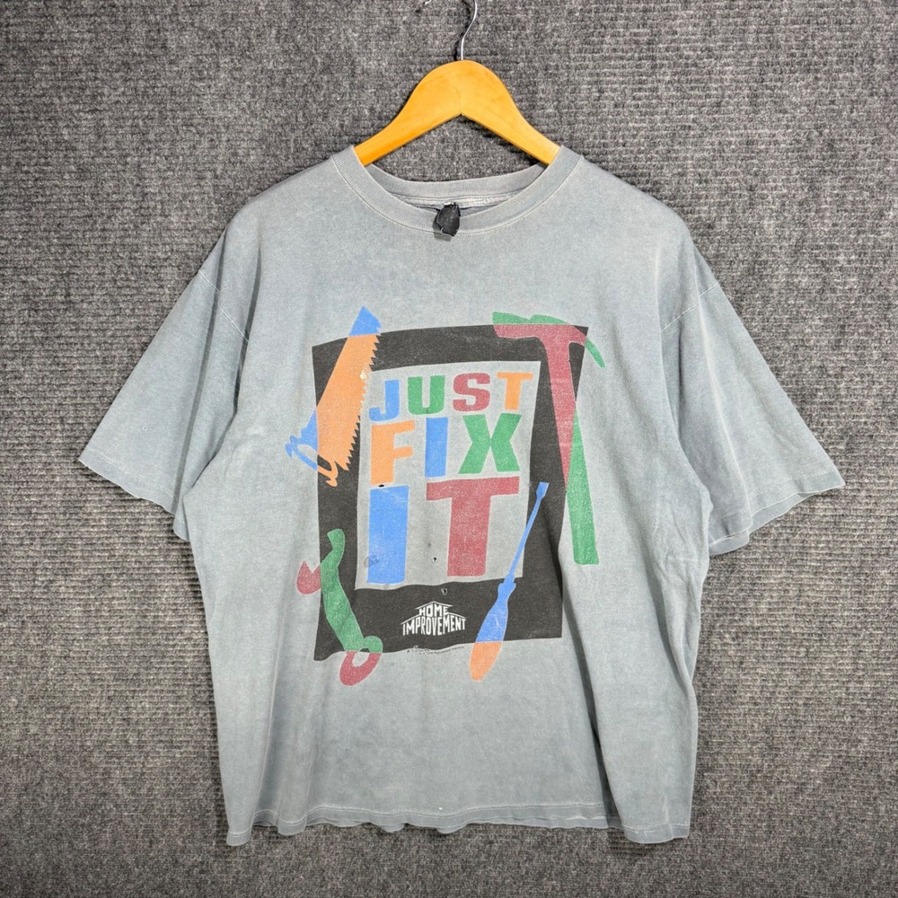 Vintage 1994 Home Improvement Just Fix It Tee Gray 90s TV Promo Distressed XL
